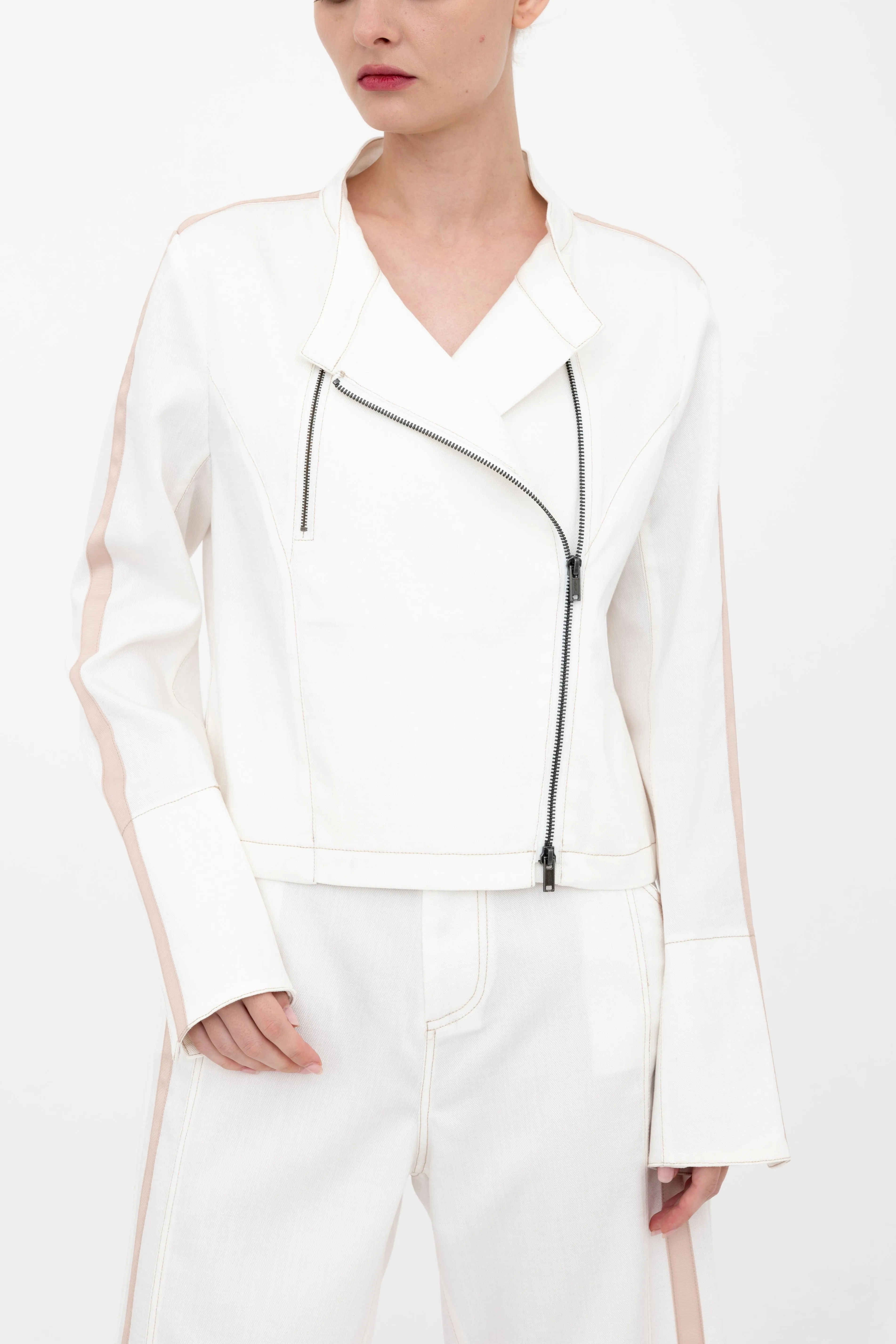 Eco Slub Denim Moto Jacket - BELLEMONT