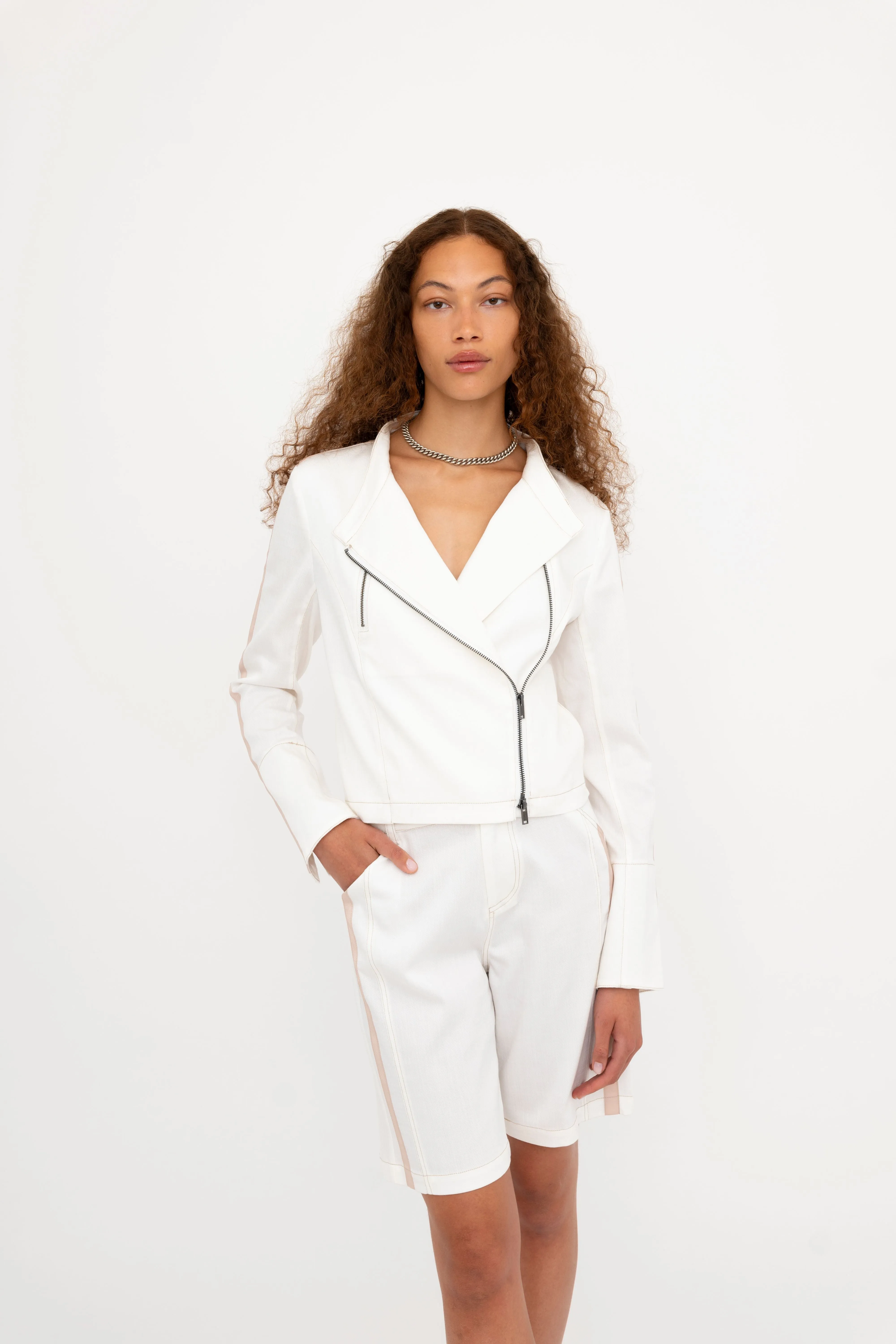 Eco Slub Denim Moto Jacket - BELLEMONT