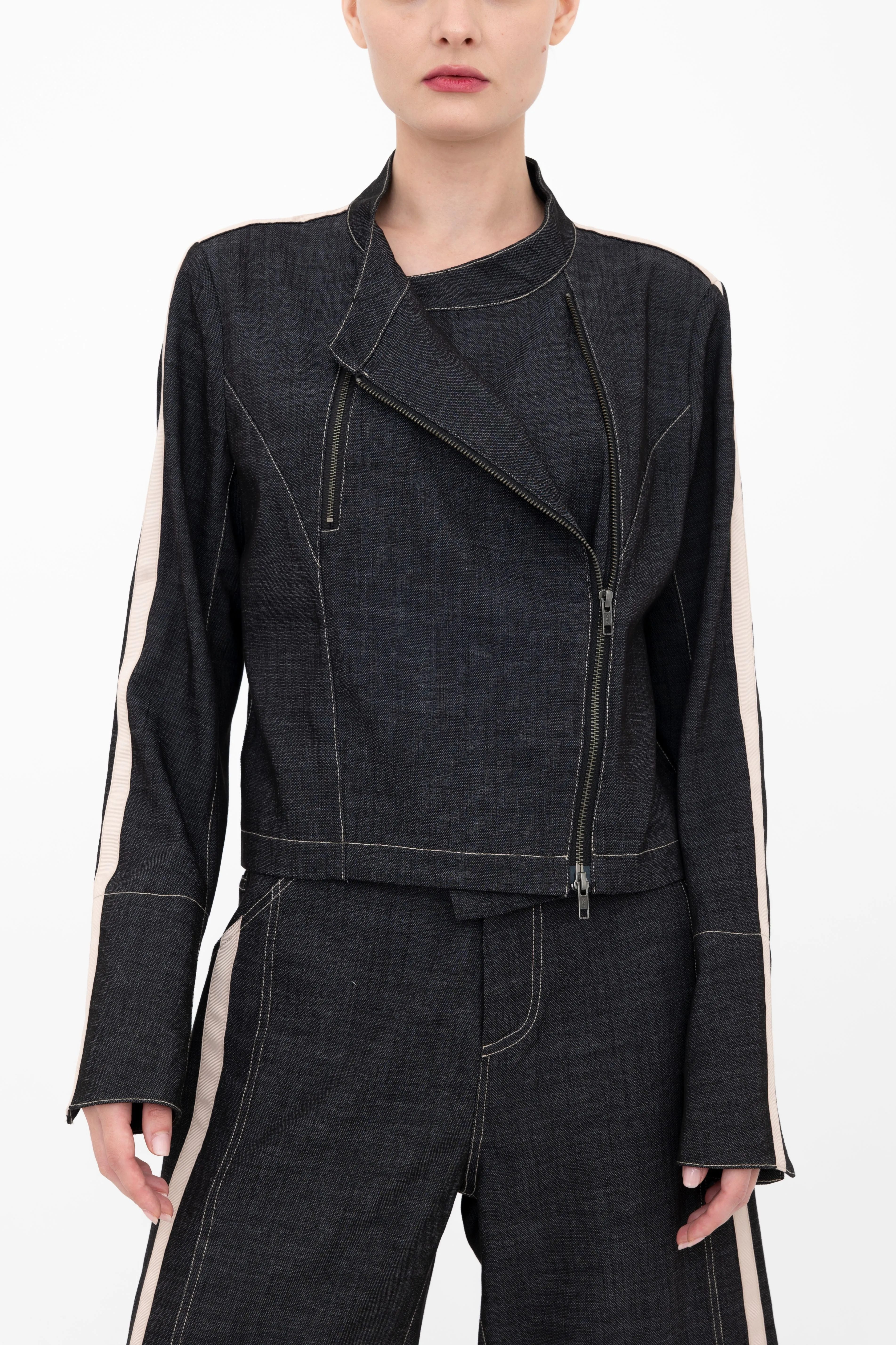 Eco Slub Denim Moto Jacket - BELLEMONT