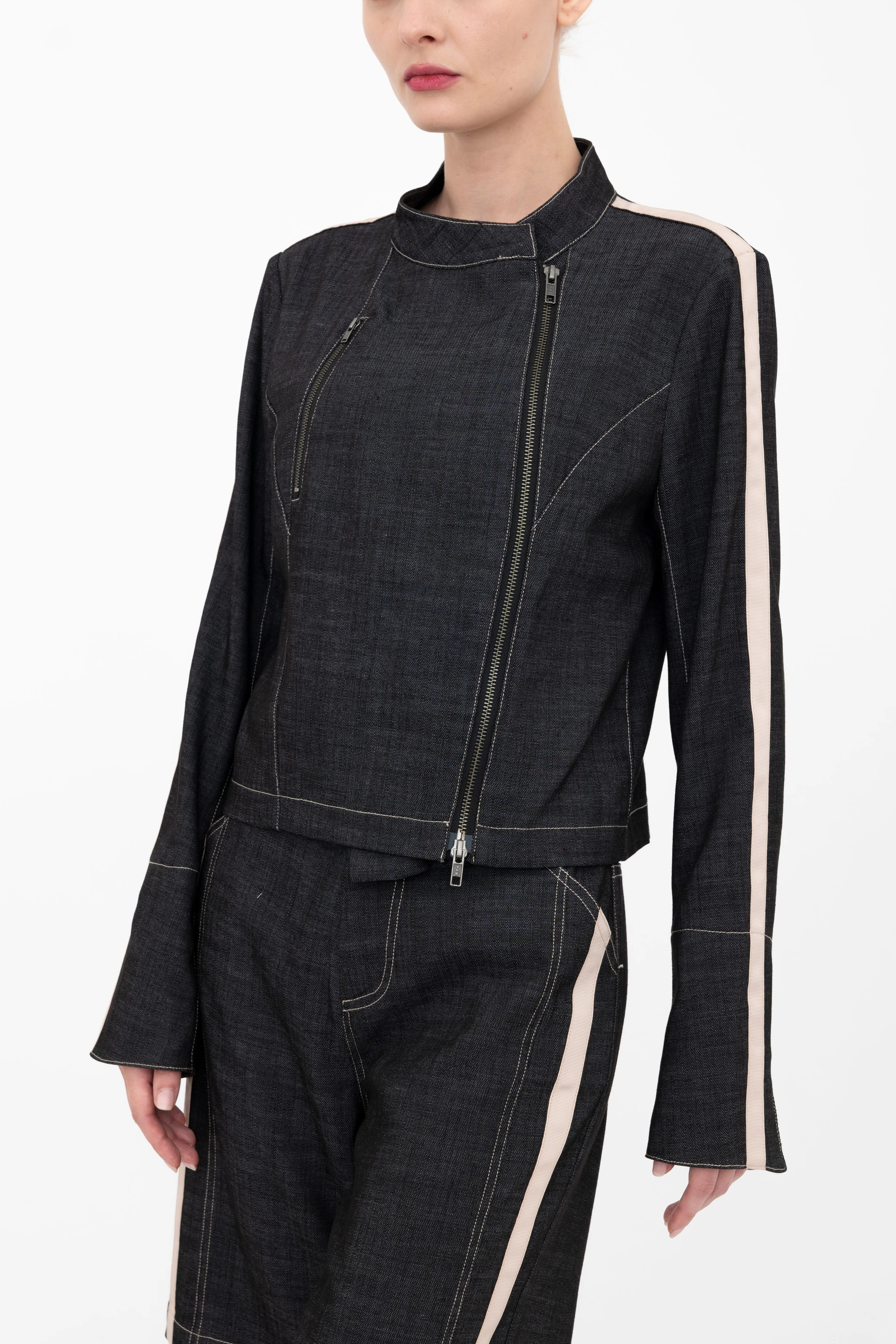 Eco Slub Denim Moto Jacket - BELLEMONT