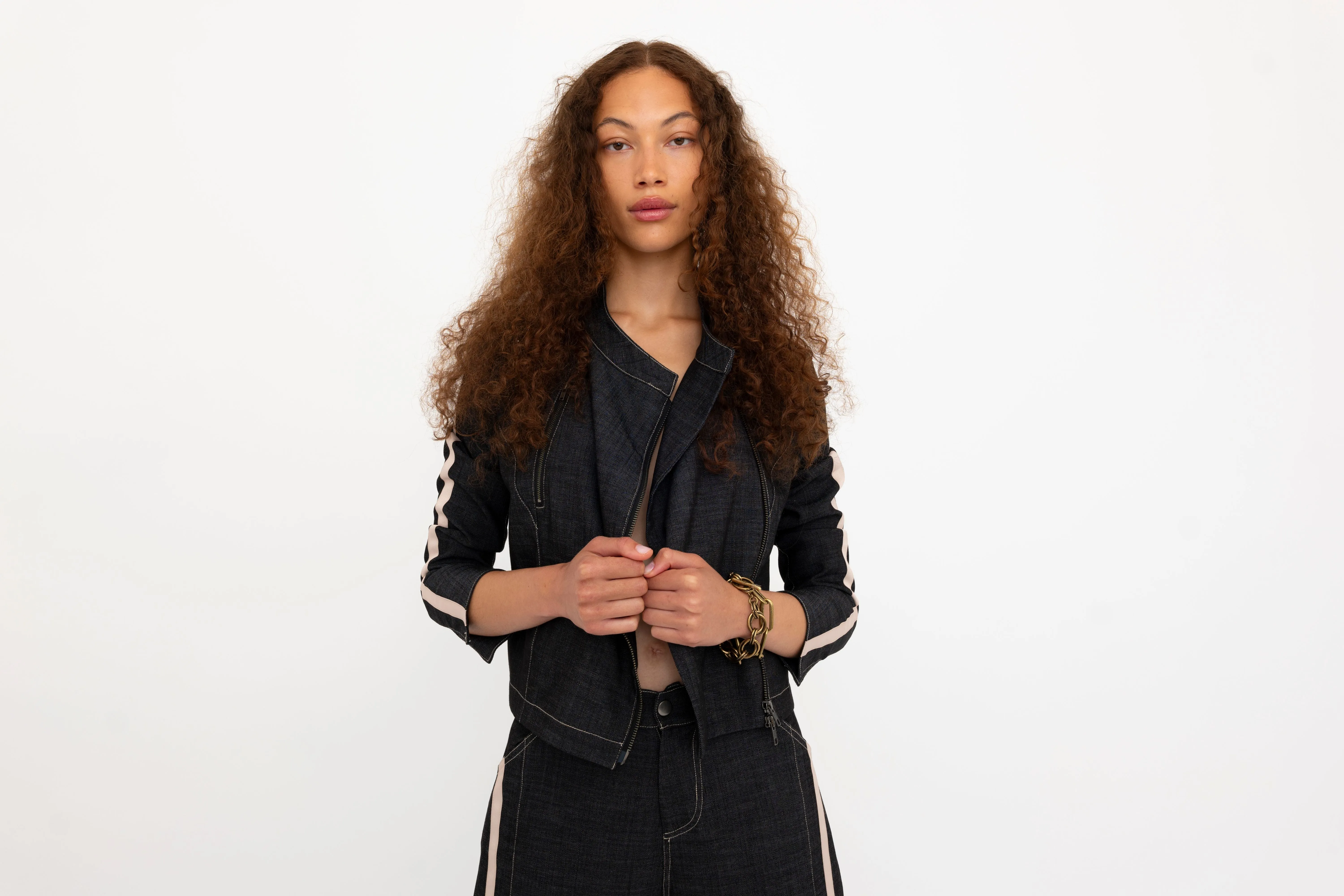 Eco Slub Denim Moto Jacket - BELLEMONT