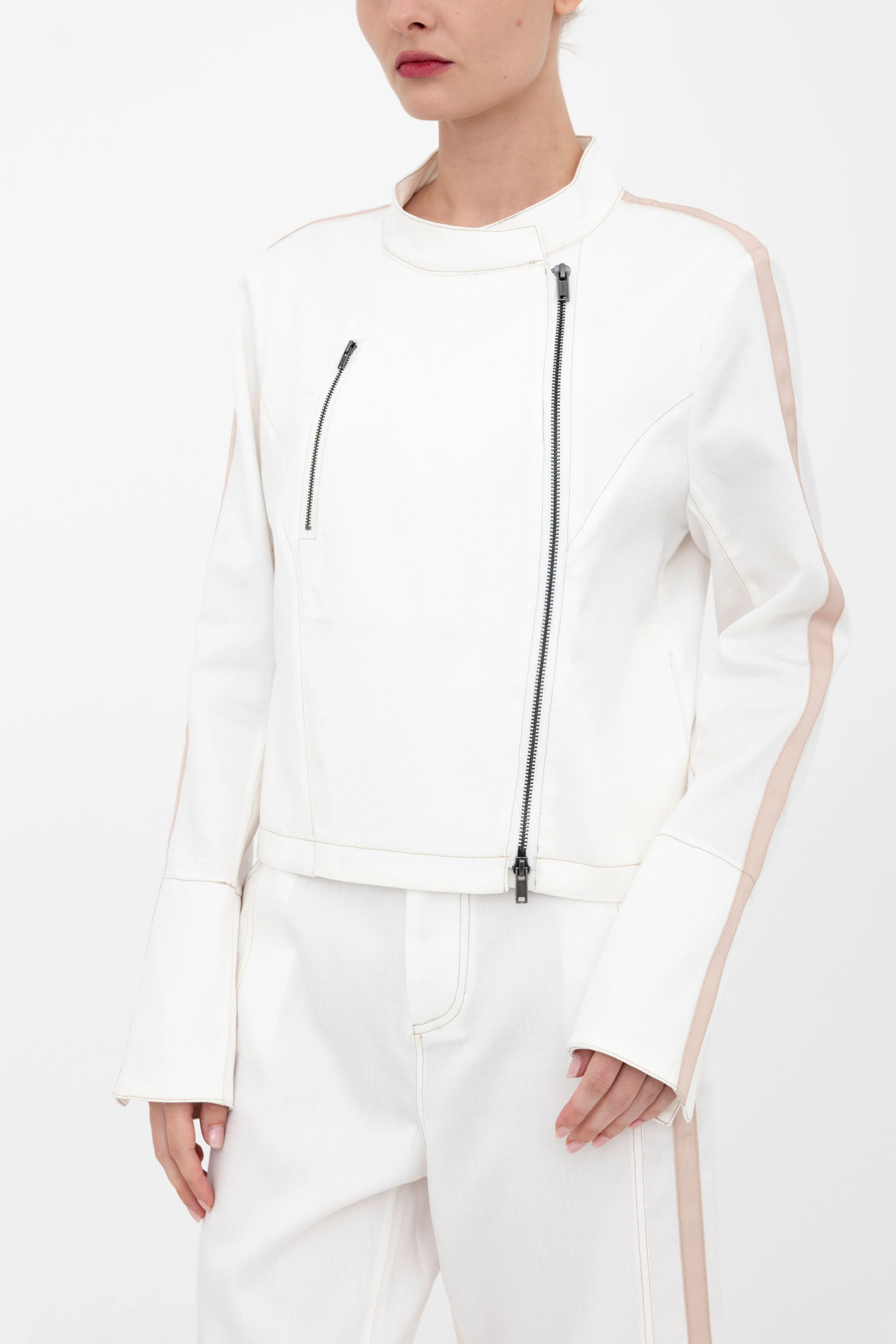 Eco Slub Denim Moto Jacket - BELLEMONT