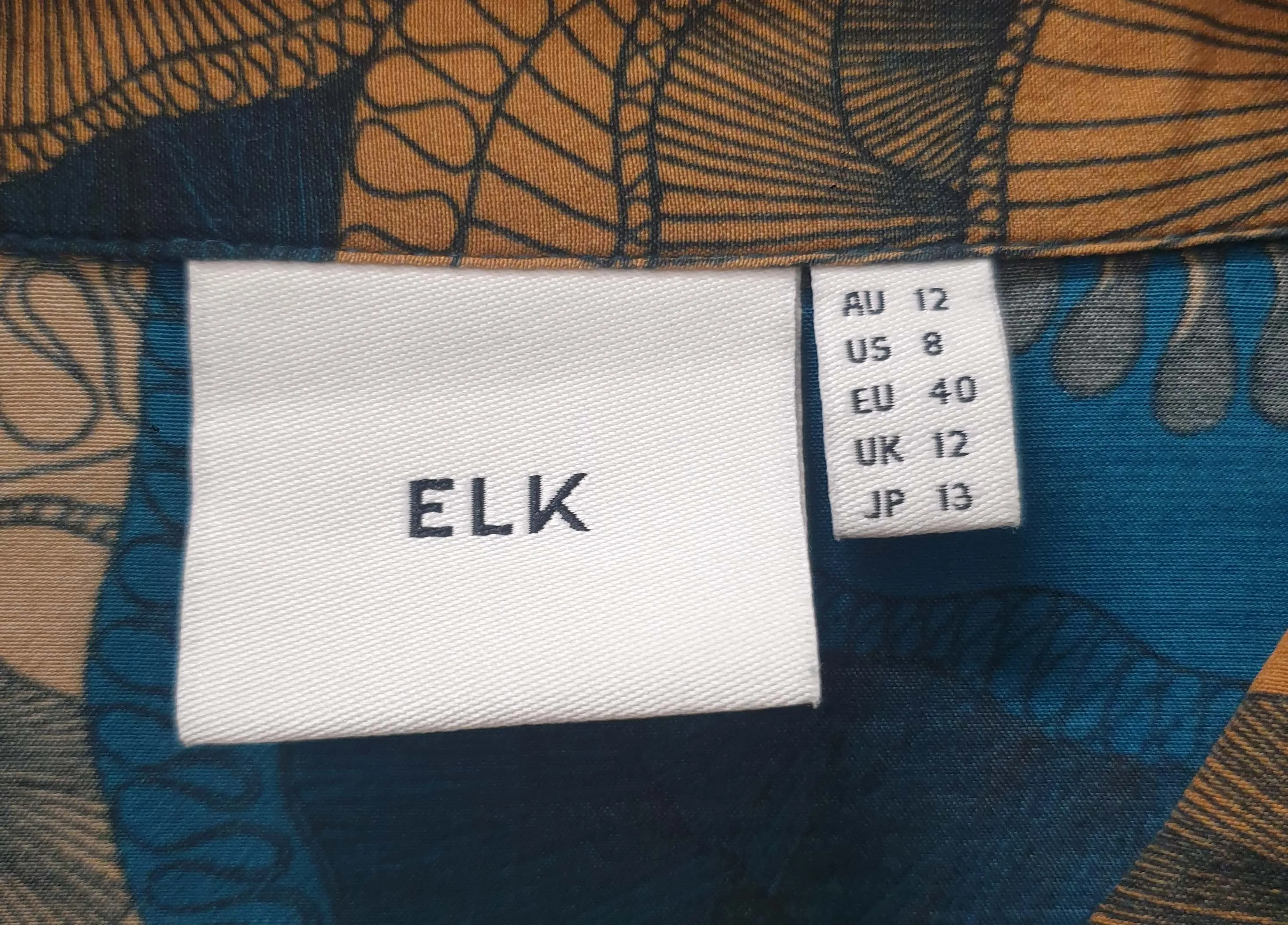 Elk blue floral print long sleeve maxi shirt dress size 12