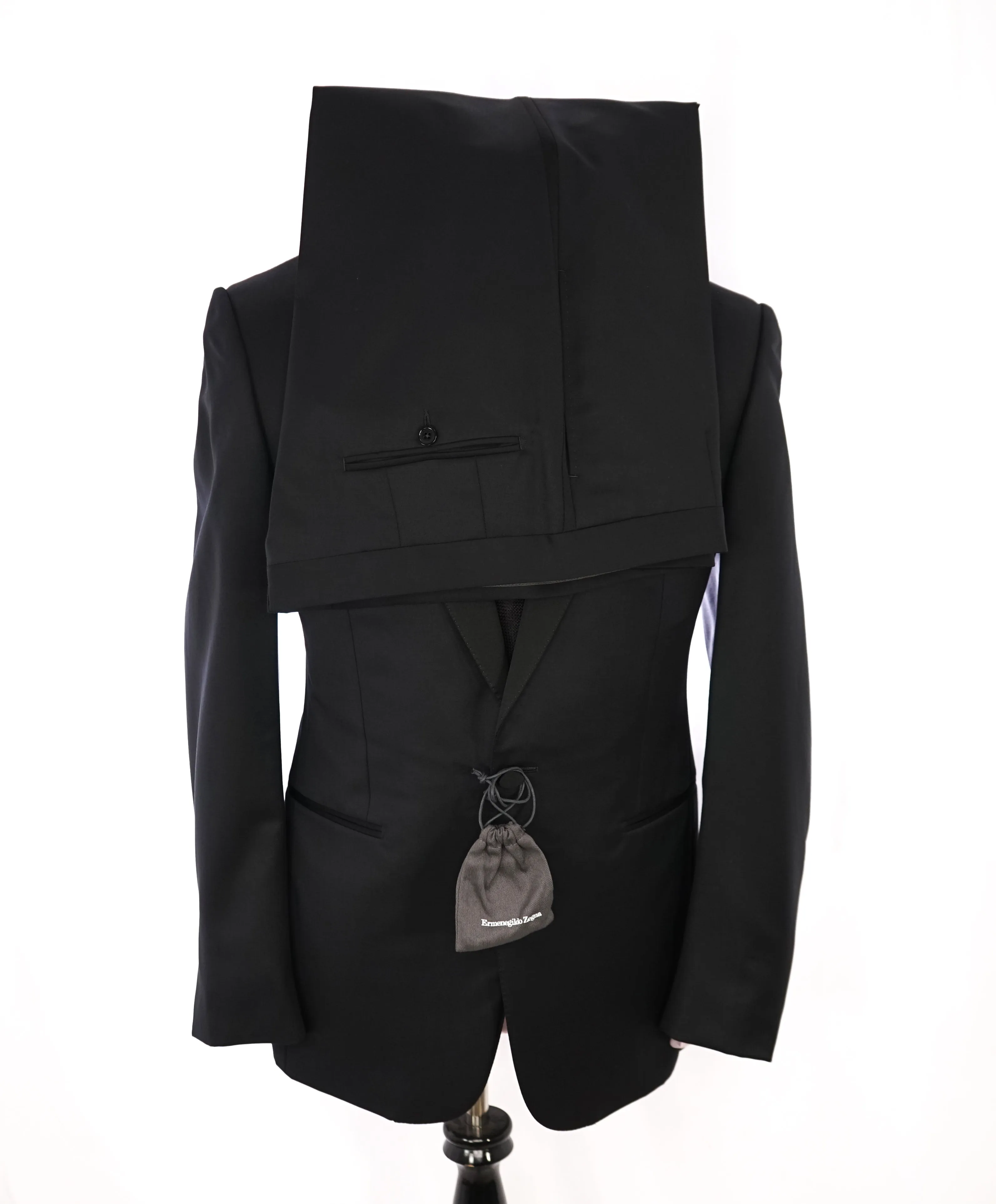 ERMENEGILDO ZEGNA -"MICRONSPHERE MILA" PEAK LAPEL Black Tuxedo - 42S
