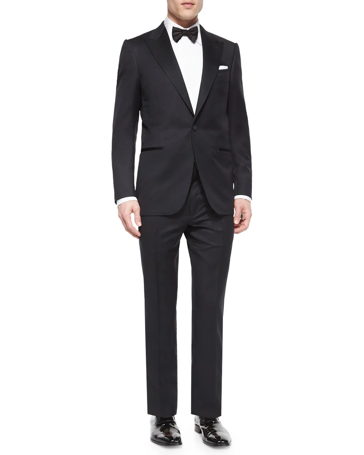 ERMENEGILDO ZEGNA -"MICRONSPHERE MILA" PEAK LAPEL Black Tuxedo - 42S