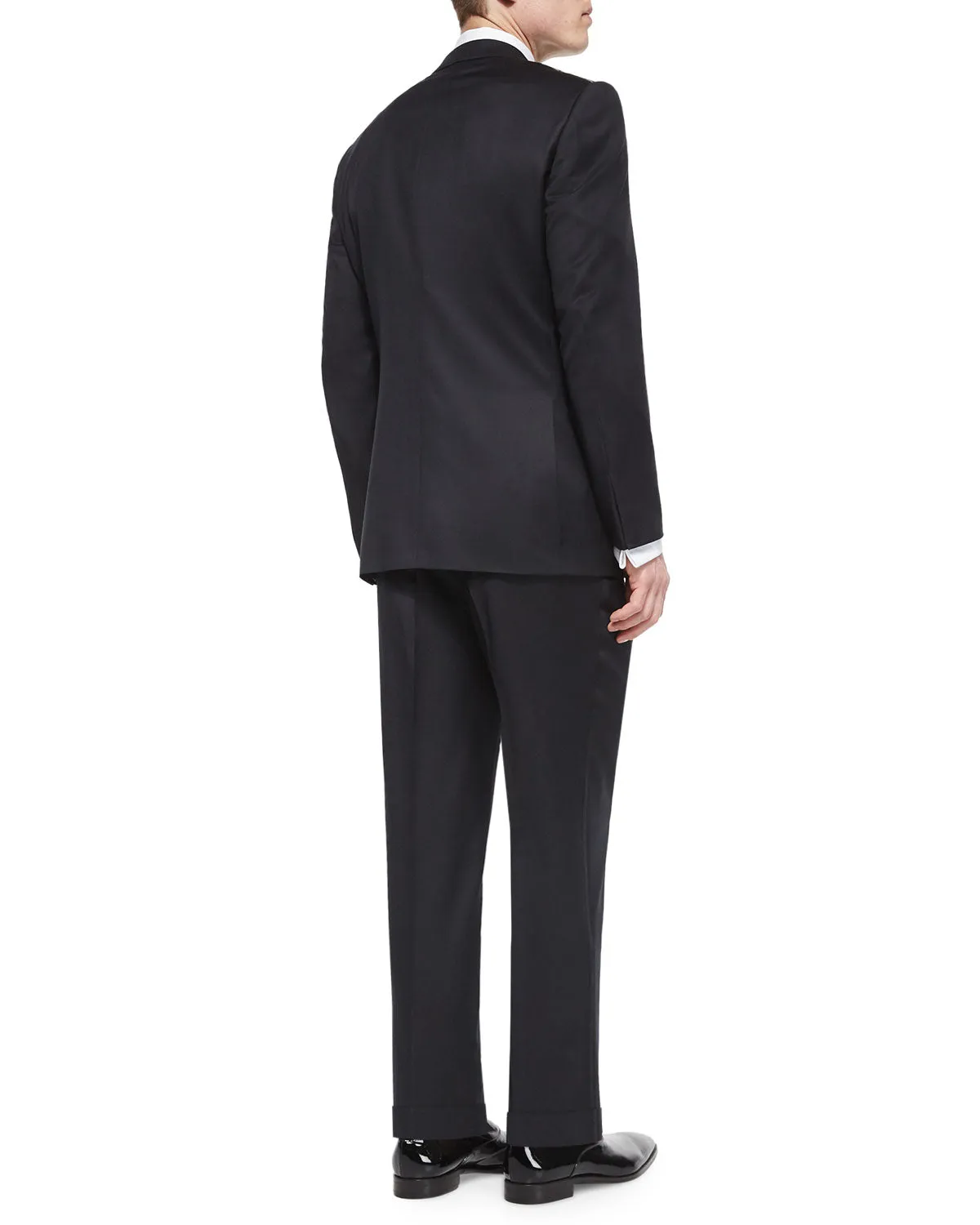 ERMENEGILDO ZEGNA -"MICRONSPHERE MILA" PEAK LAPEL Black Tuxedo - 42S