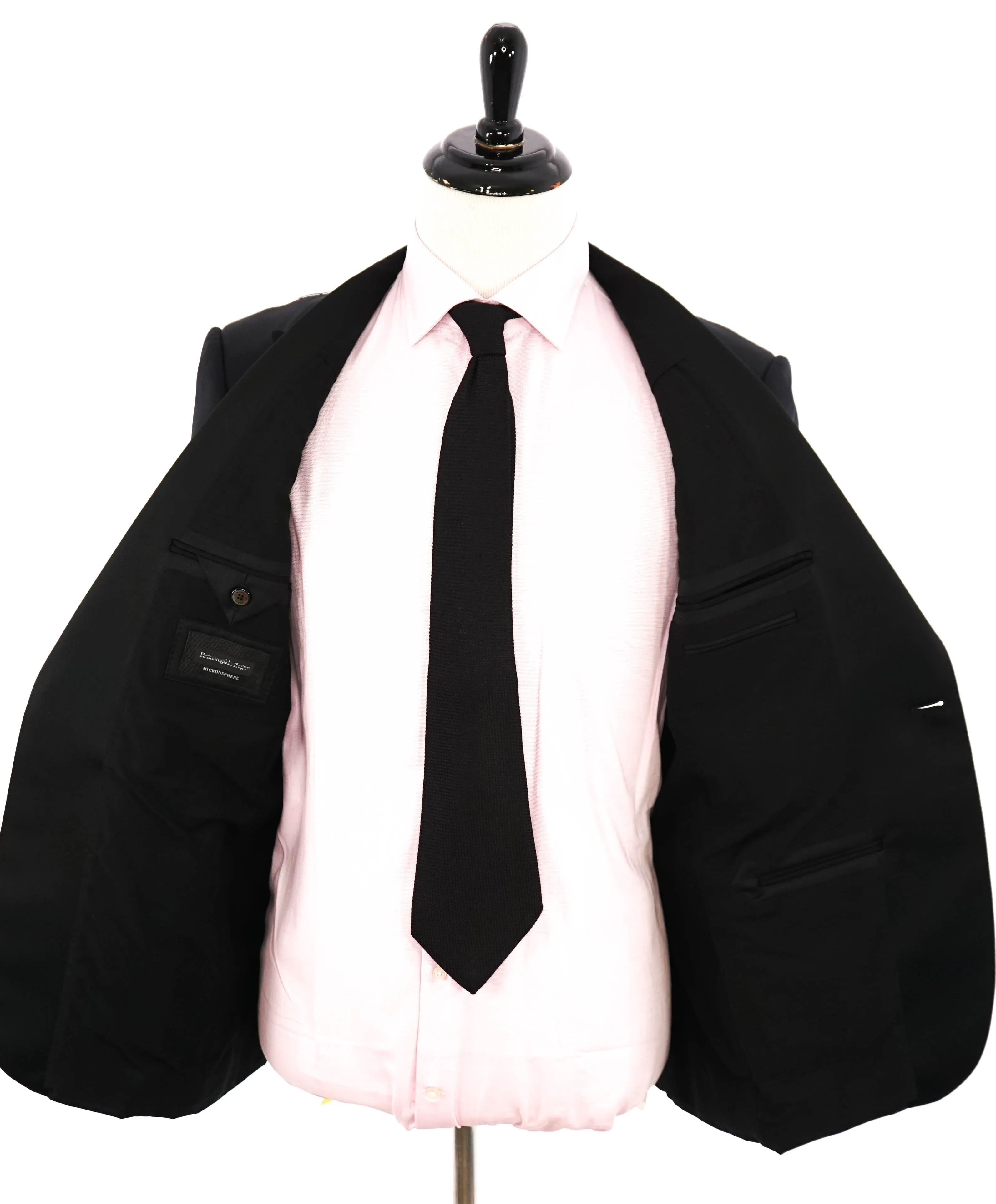 ERMENEGILDO ZEGNA -"MICRONSPHERE MILA" PEAK LAPEL Black Tuxedo - 42S