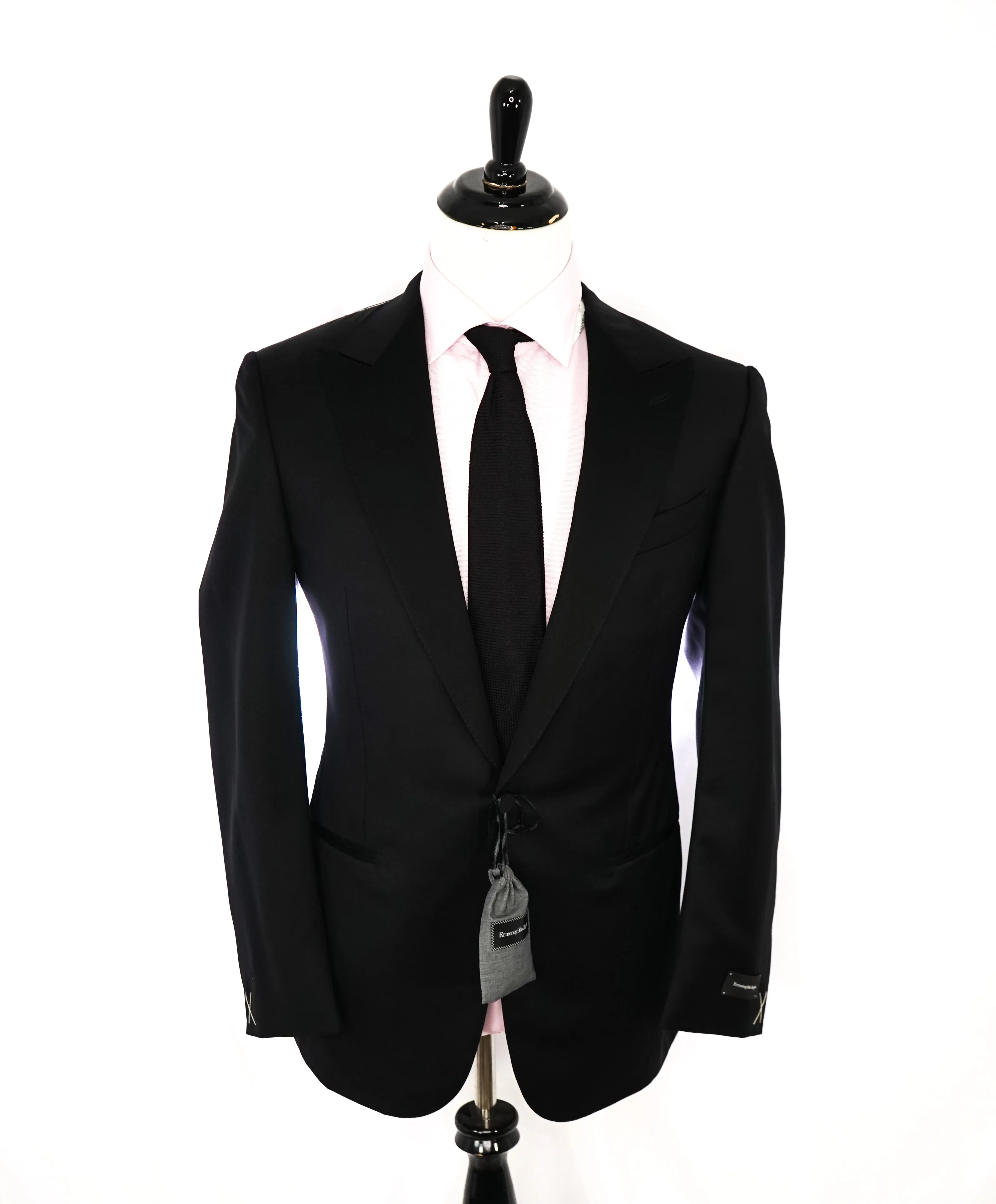 ERMENEGILDO ZEGNA -"MICRONSPHERE MILA" PEAK LAPEL Black Tuxedo - 42S