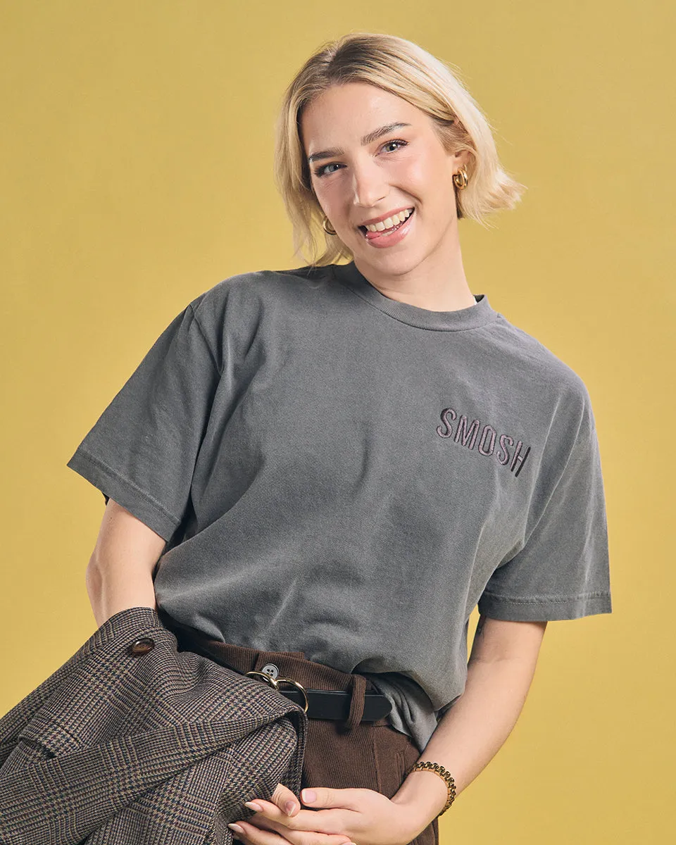 Essentials Embroidered Tee - Faded Black