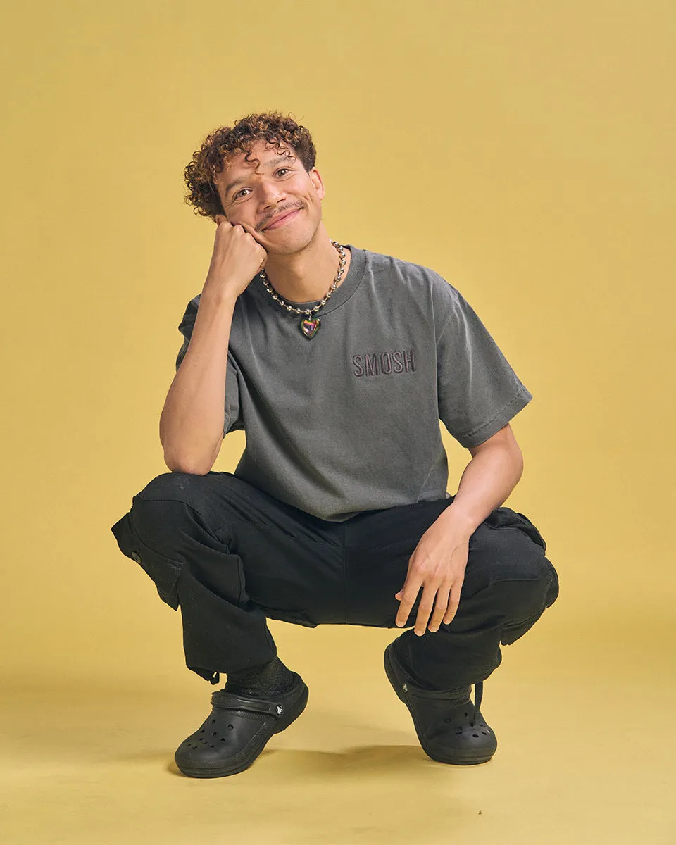 Essentials Embroidered Tee - Faded Black