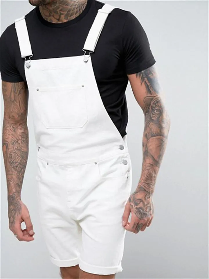 Fashion Retro Men's Multi-Pocket Bib Denim Jumpsuit