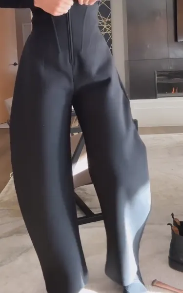Fishbone high waist barrel leg pants
