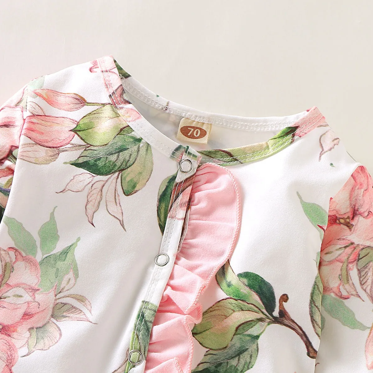Floral Footed Romper with Headband Set 9M-18M