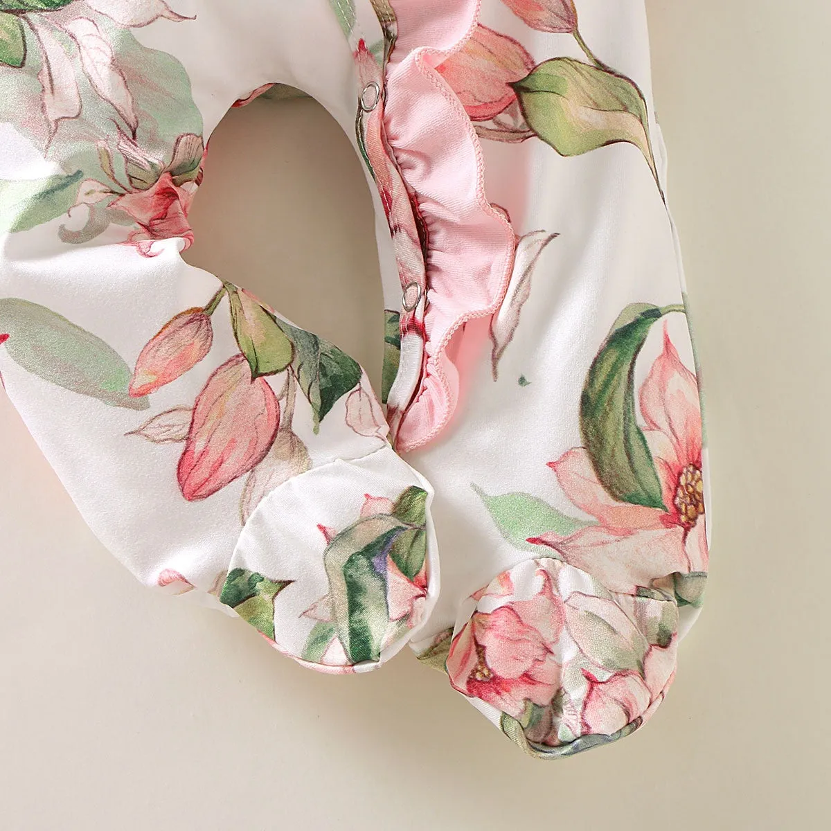 Floral Footed Romper with Headband Set 9M-18M