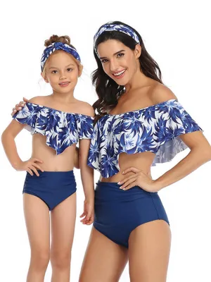 Floral Off Shoulder Mommy And Me Matching Bikinis