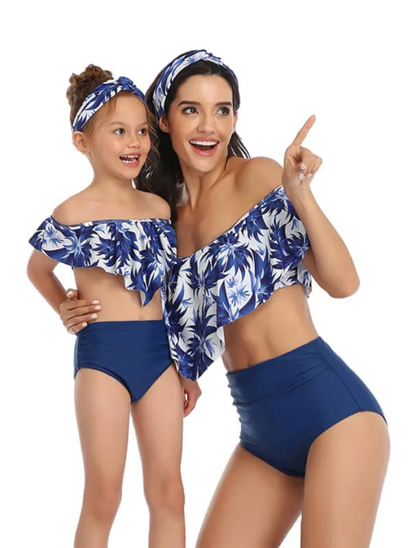 Floral Off Shoulder Mommy And Me Matching Bikinis