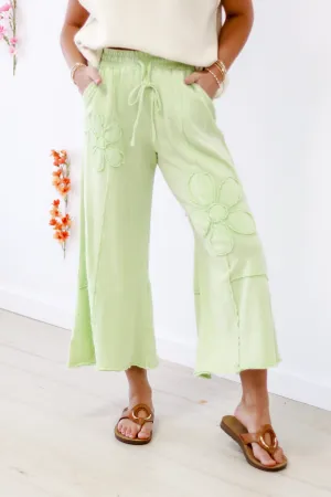 Flower Power Terry Knit Pants in Apple Cider