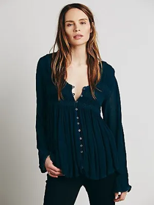 Free People Blue Bird Smocked Top | Sale