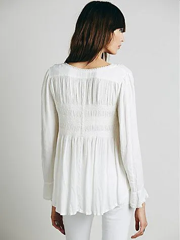 Free People Blue Bird Smocked Top | Sale