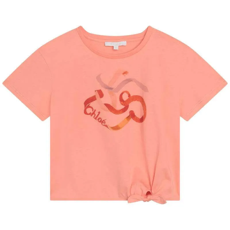 Girls Orange Ribbon Logo T-Shirt