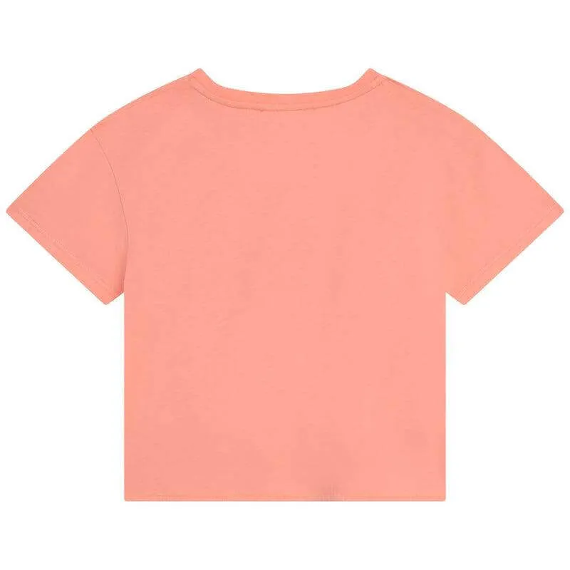 Girls Orange Ribbon Logo T-Shirt