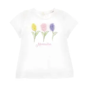 Girls White Flowers T-shirt