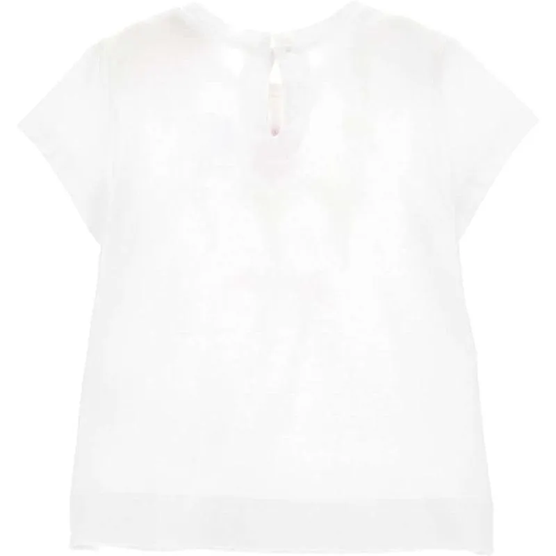 Girls White Flowers T-shirt
