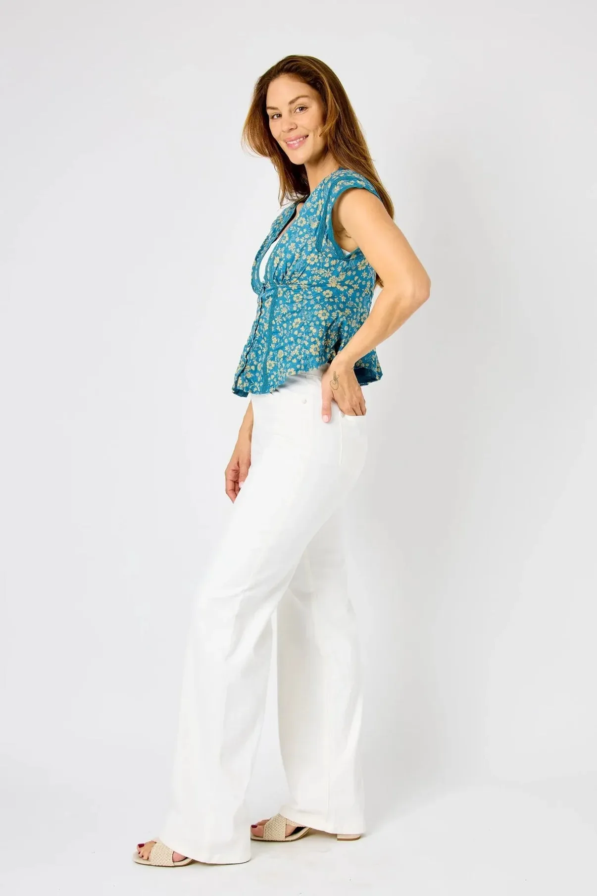 Gloria Wide Leg White Denim