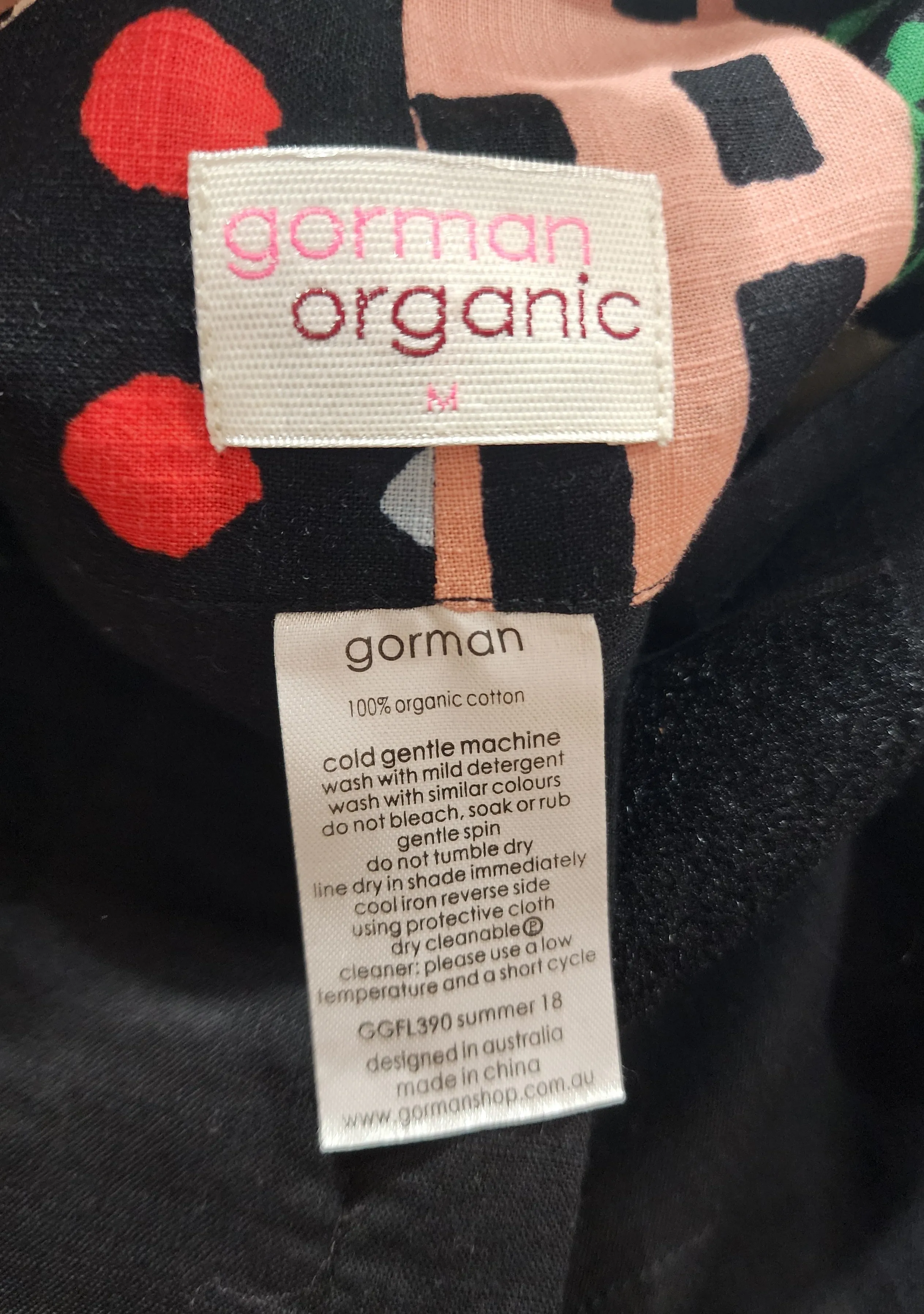 Gorman black cotton pants size medium