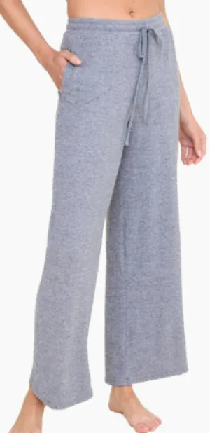Grey Brushed Wide Leg Lounge Pants