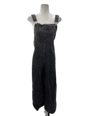 Grey Denim Cross Back Overall Jumpsuit