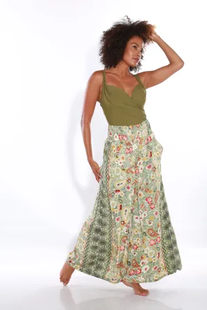 Happy Pants wide leg Boho palazzo pants - Olive