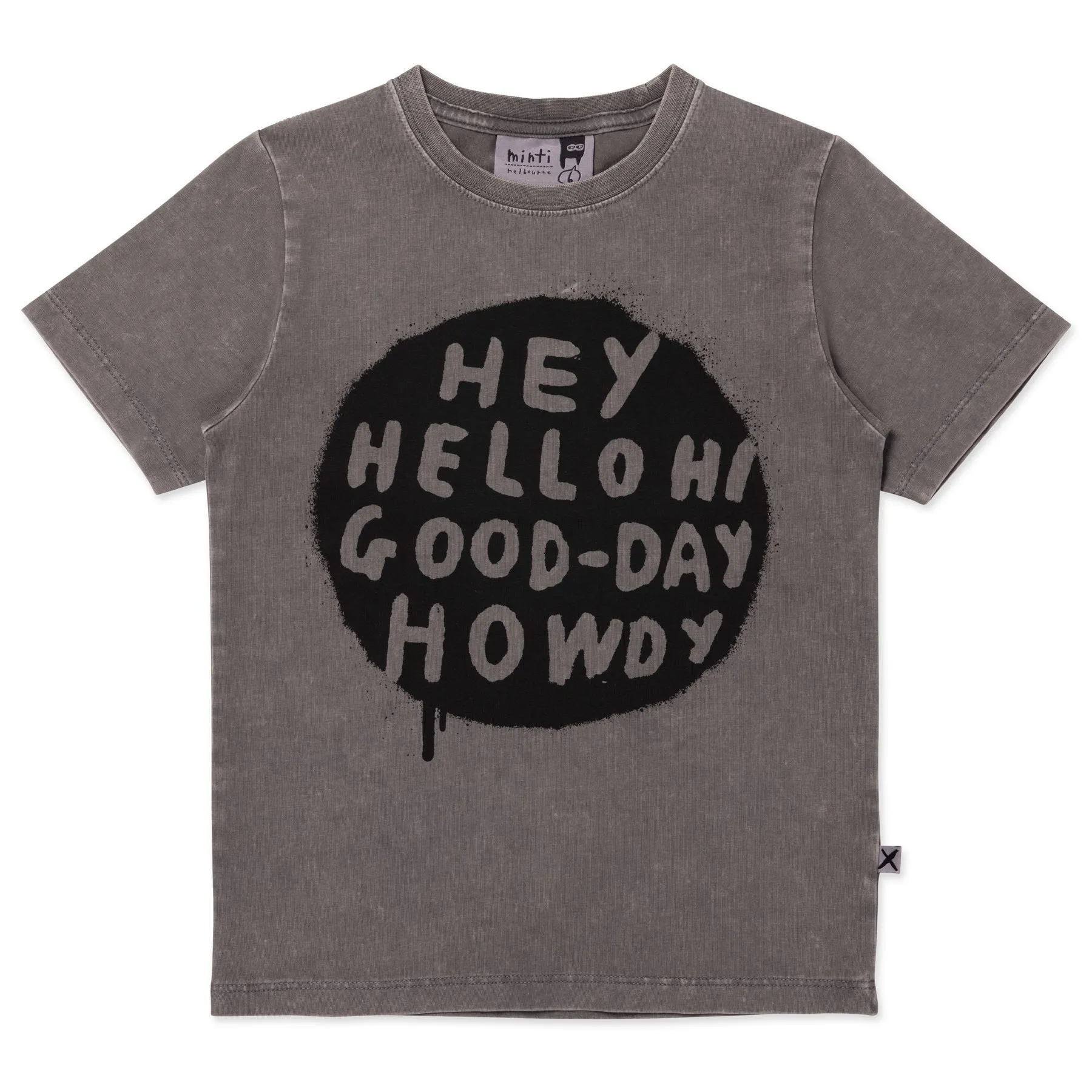 Hey Hello Tee- Grey Wash