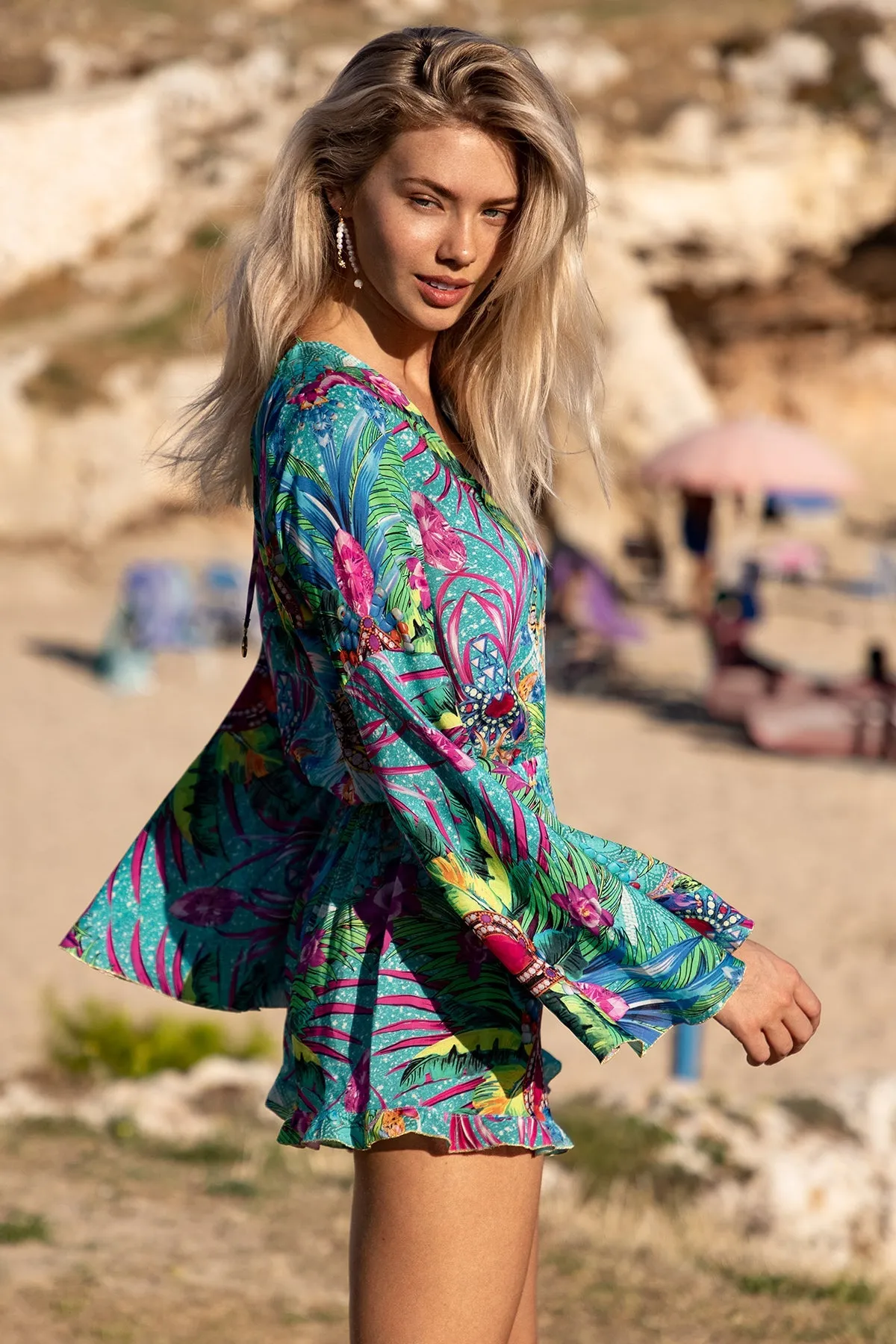HIDDEN GEMS - Bell Sleeve Romper • Multicolor