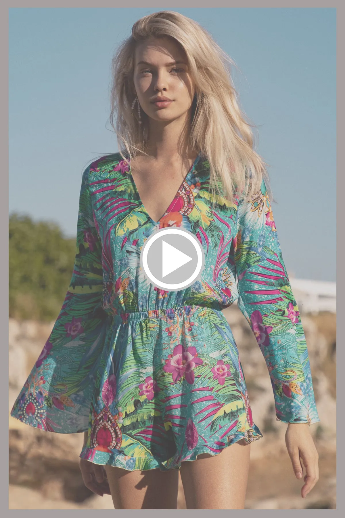 HIDDEN GEMS - Bell Sleeve Romper • Multicolor