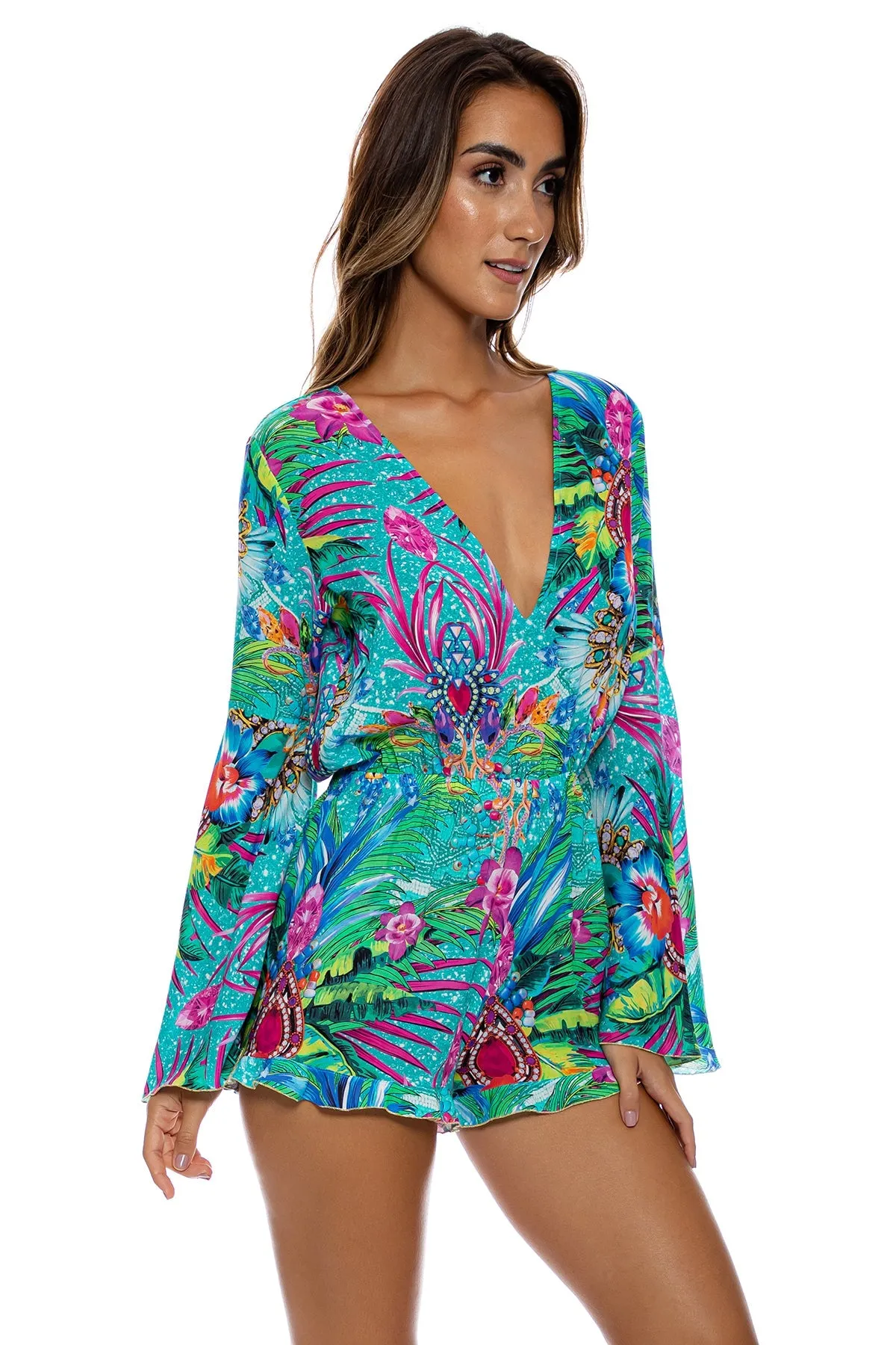 HIDDEN GEMS - Bell Sleeve Romper • Multicolor
