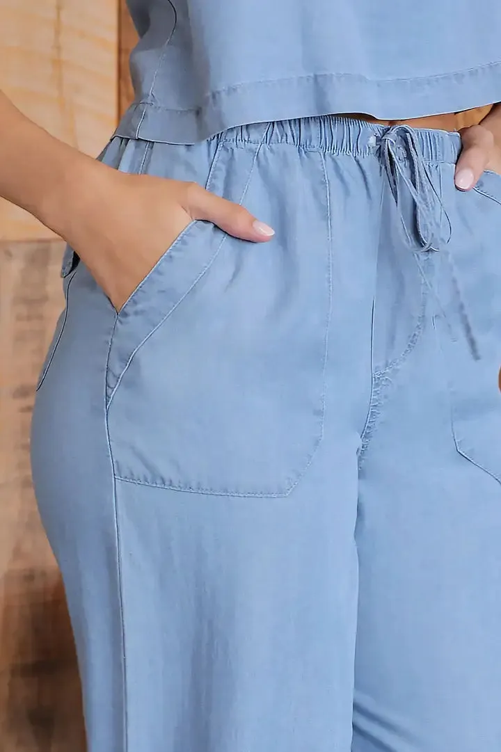 HIGH WAIST CHAMBRAY PANTS