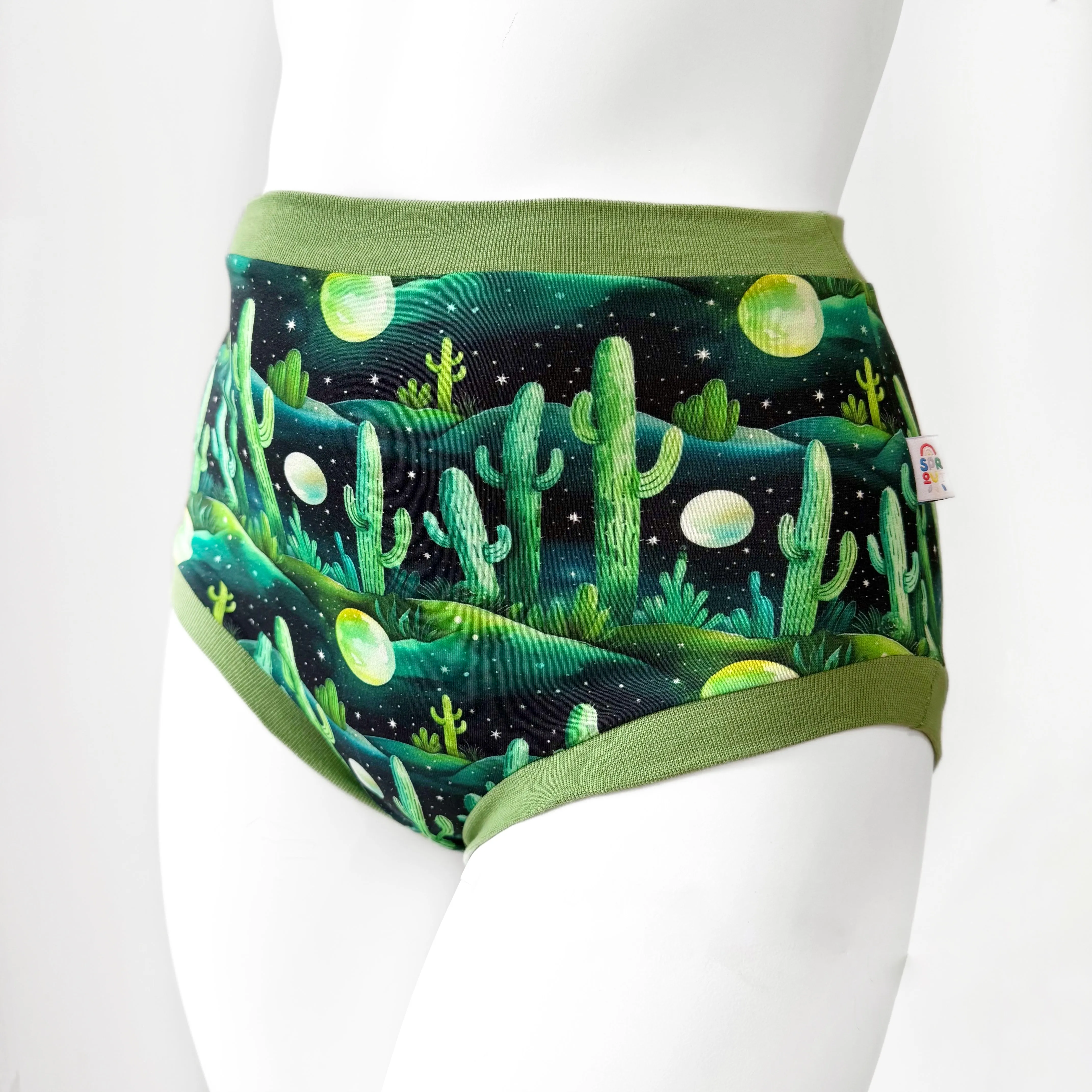High Waisted Cactus Adult Pants | Women's Knickers | Organic Cotton Underwear