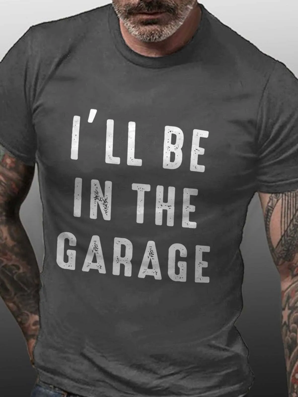 I'll Be In The Garage Short Sleeve Casual Cotton Blends T-shirt
