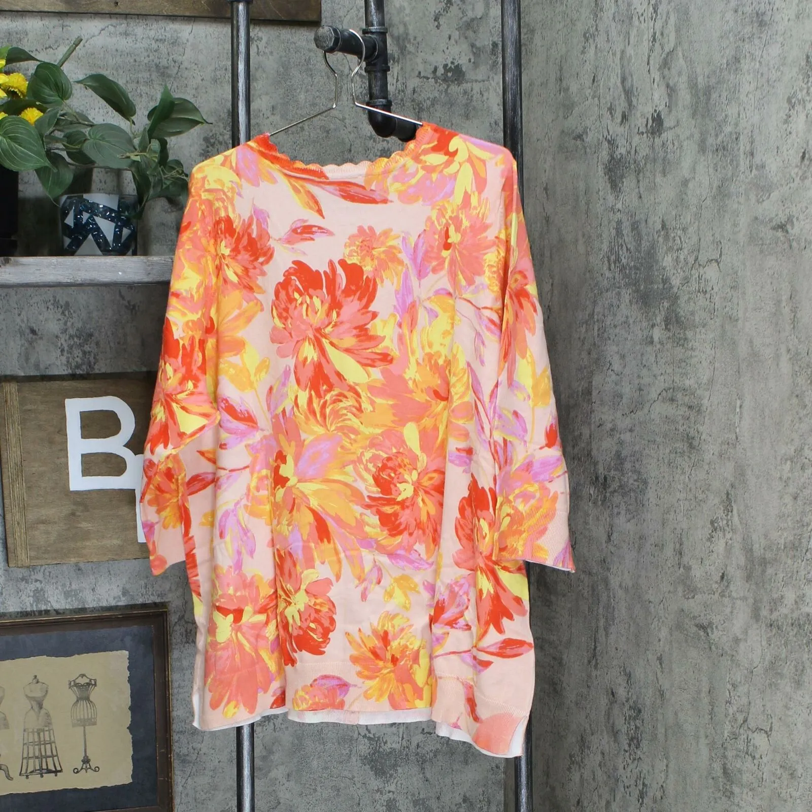 Isaac Mizrahi Live! Plus Size Watercolor Floral Cardigan Sweater