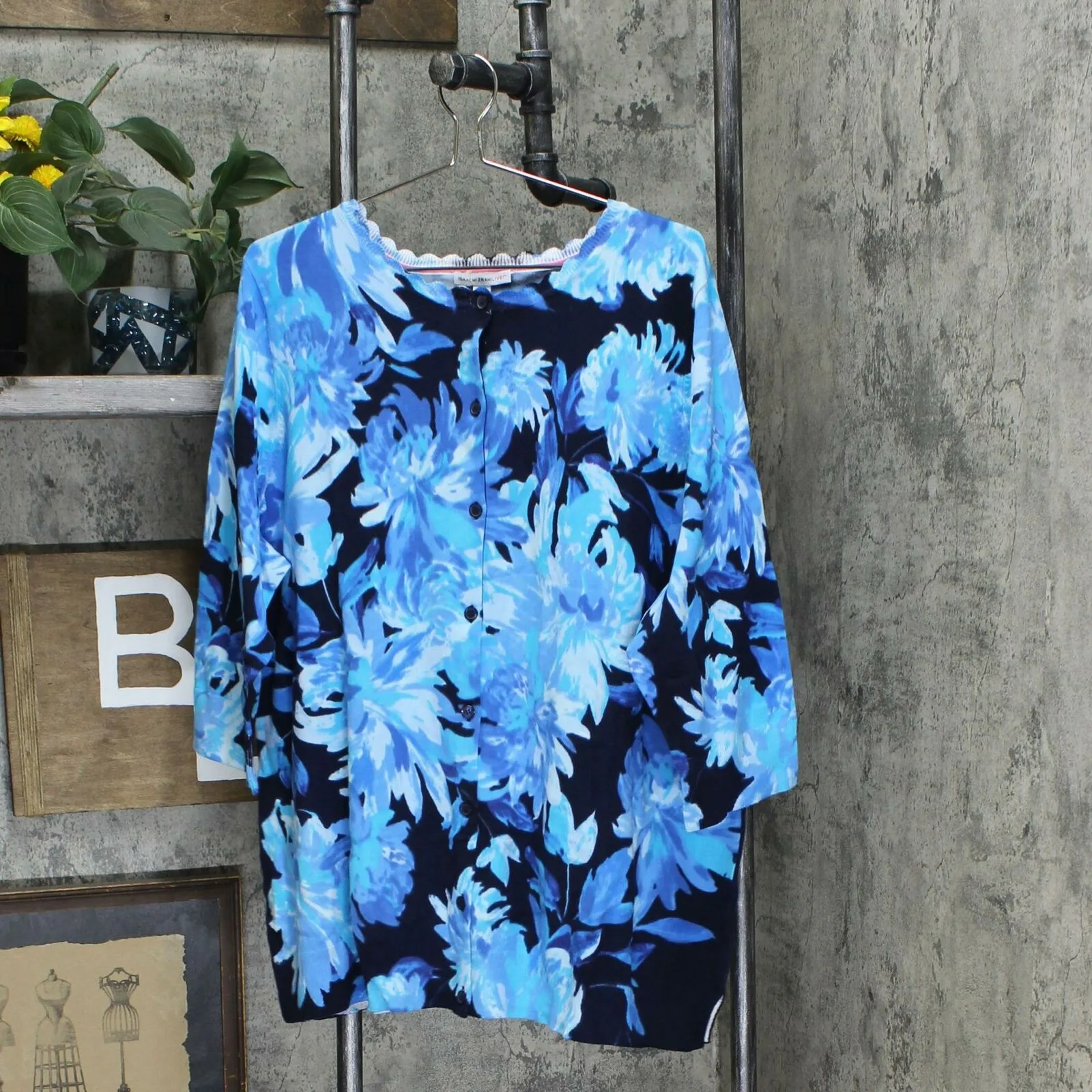 Isaac Mizrahi Live! Plus Size Watercolor Floral Cardigan Sweater