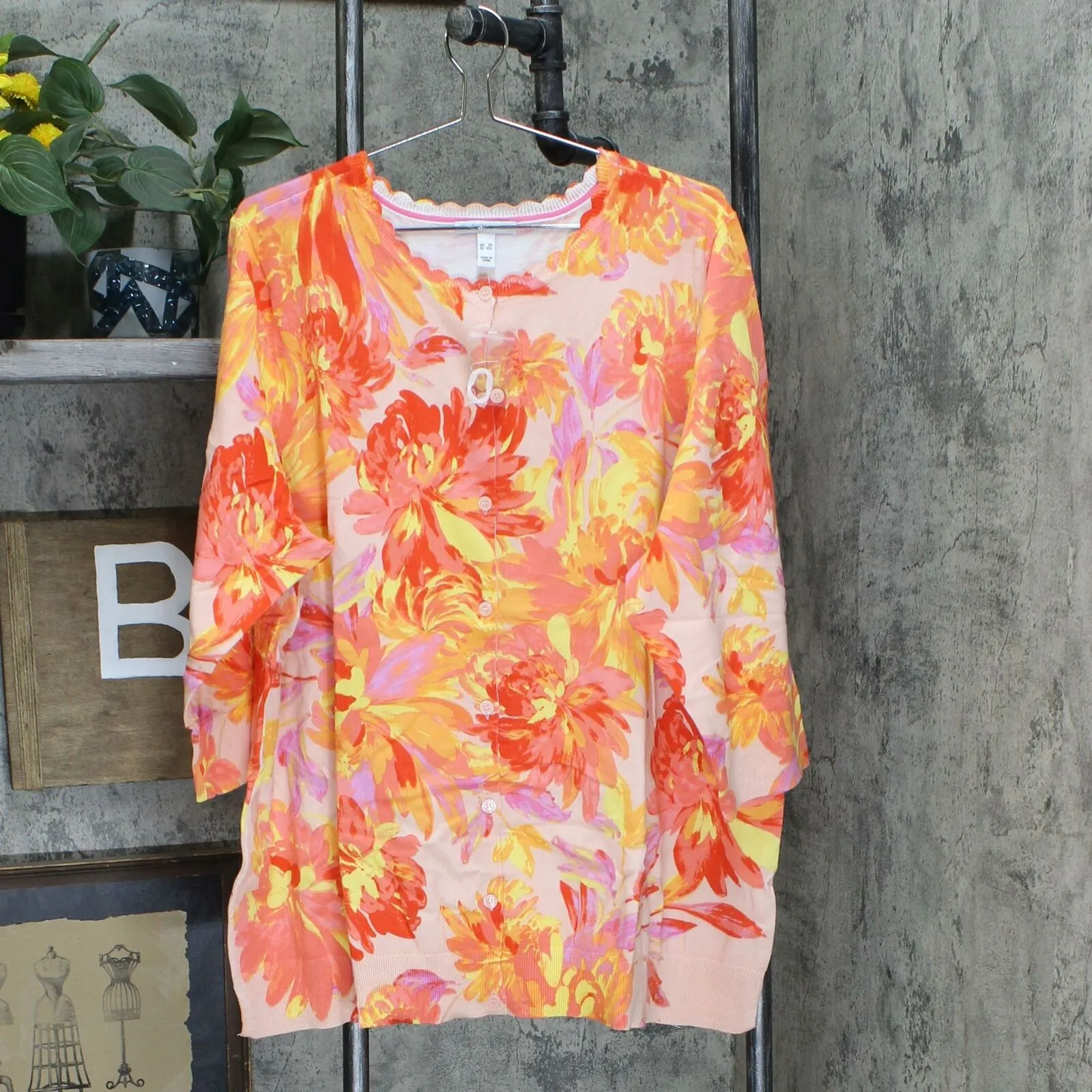 Isaac Mizrahi Live! Plus Size Watercolor Floral Cardigan Sweater