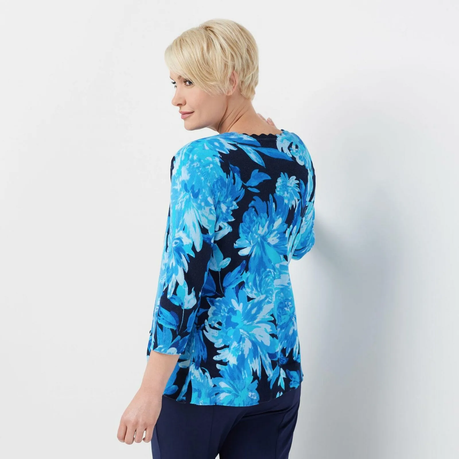 Isaac Mizrahi Live! Plus Size Watercolor Floral Cardigan Sweater