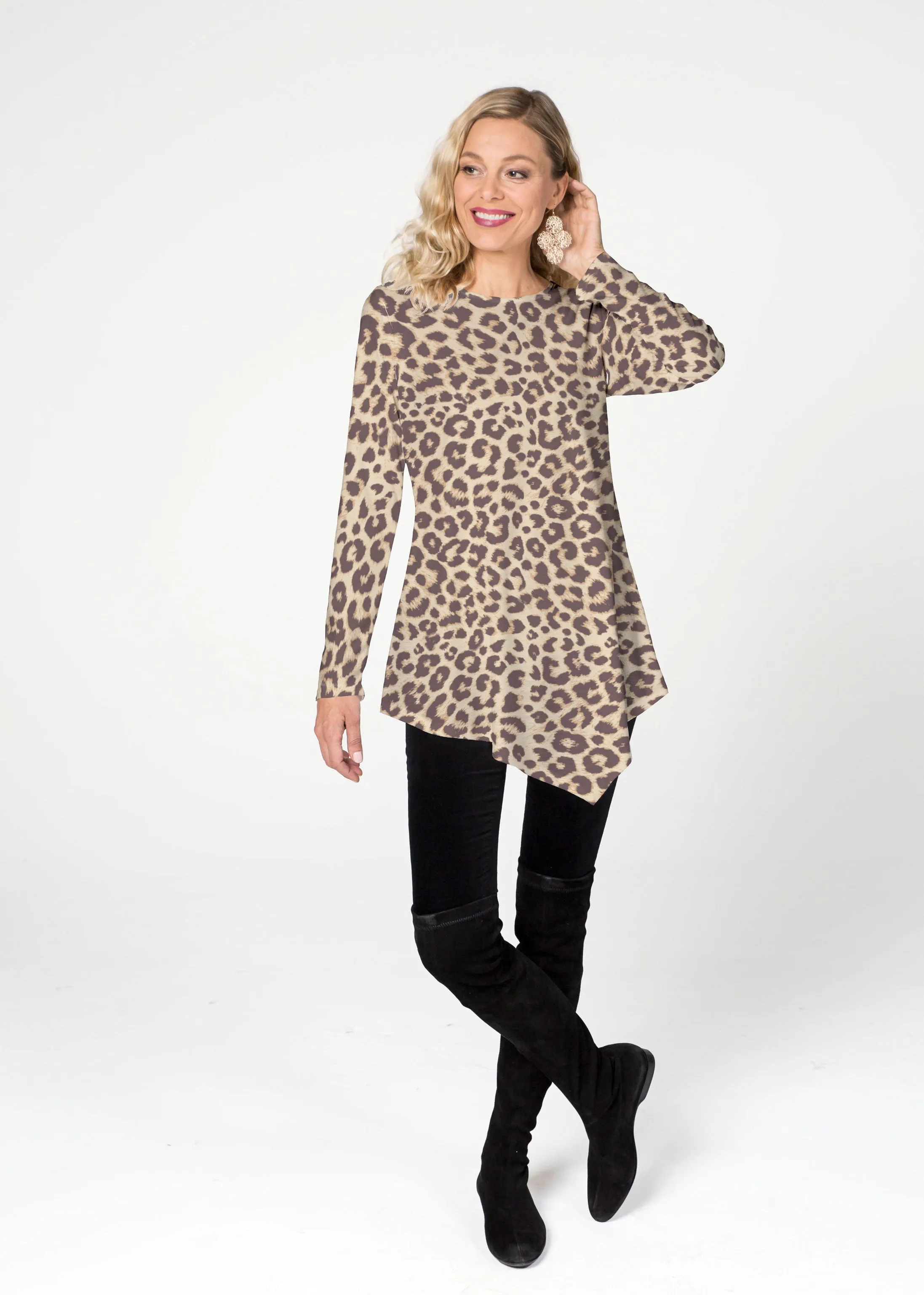 Jaguar Sand (7280) ~ Asymmetrical French Terry Tunic