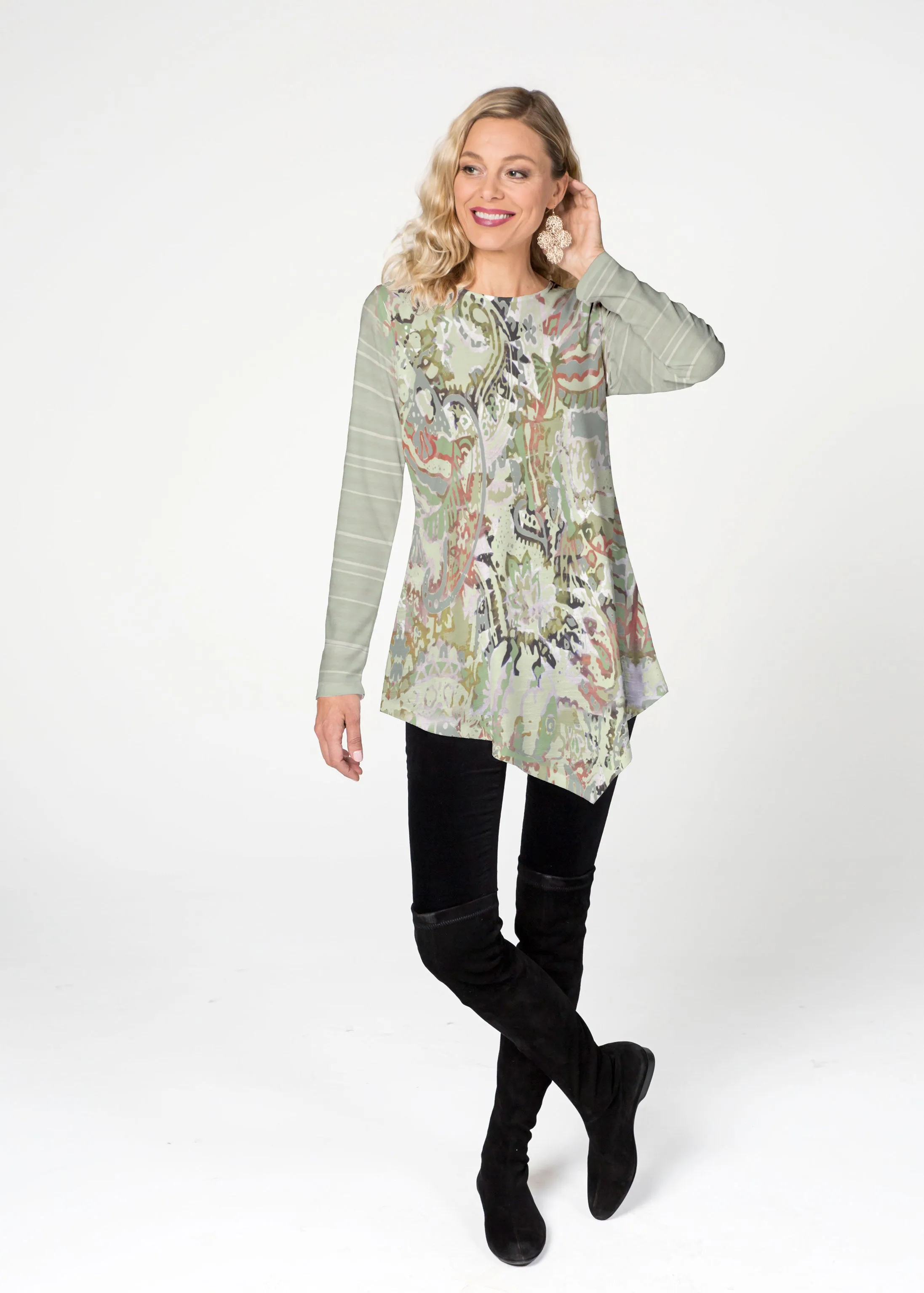Jungle Escape  (19156) ~ Asymmetrical French Terry Tunic