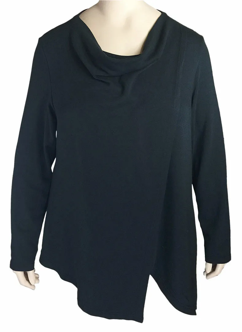 Kleen Black Drape Neck Top