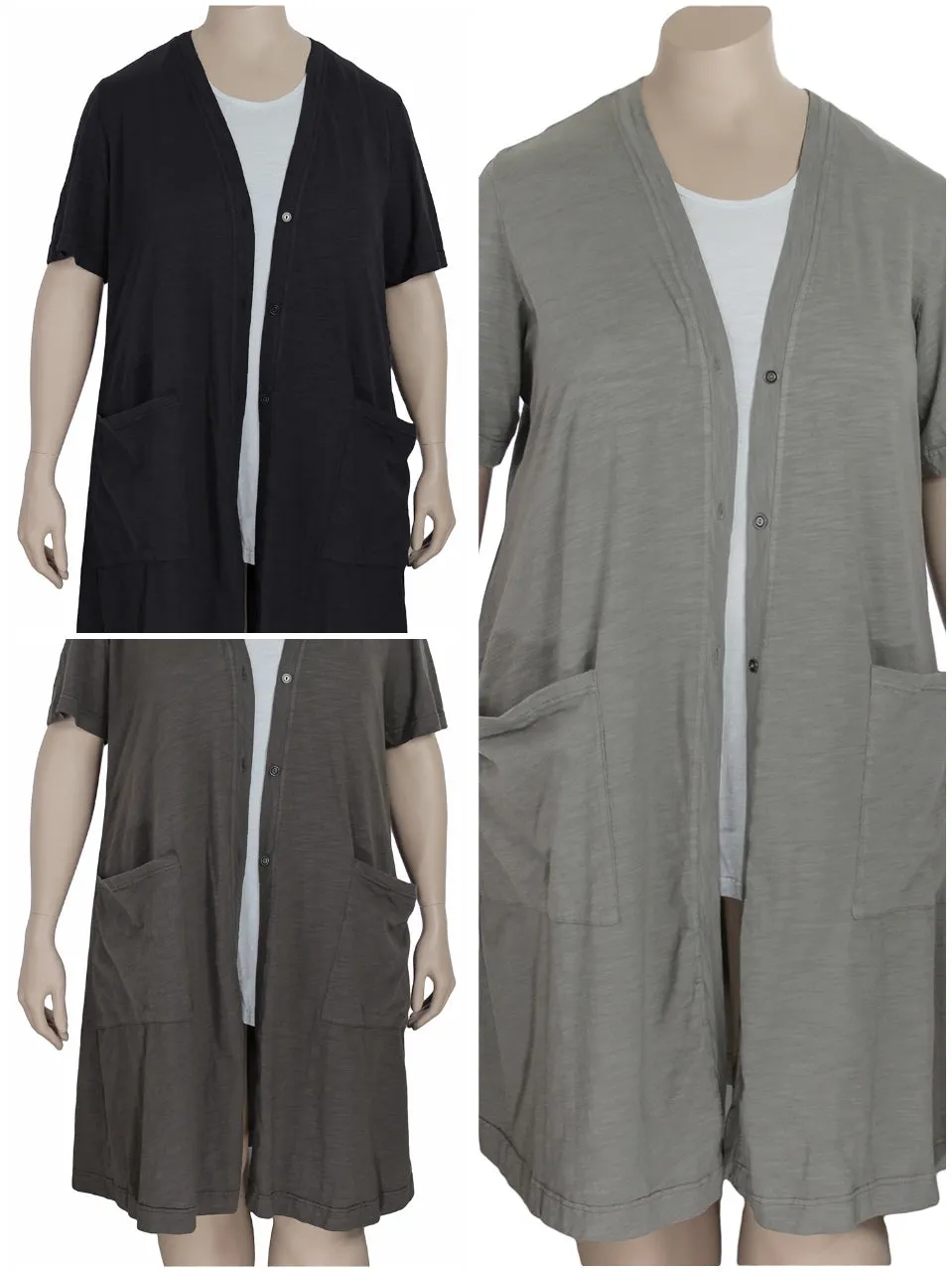 Kleen Cotton Jersey Elbow Sleeve Cardigan / Duster