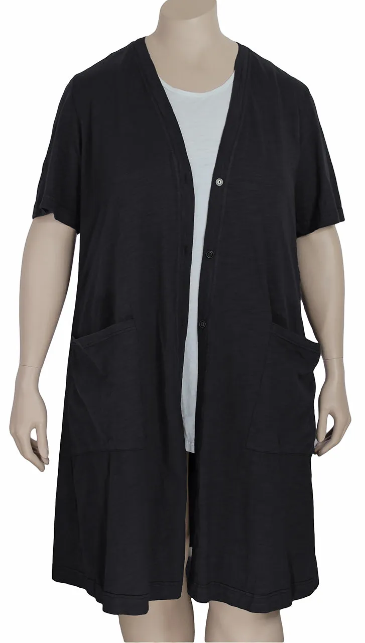 Kleen Cotton Jersey Elbow Sleeve Cardigan / Duster