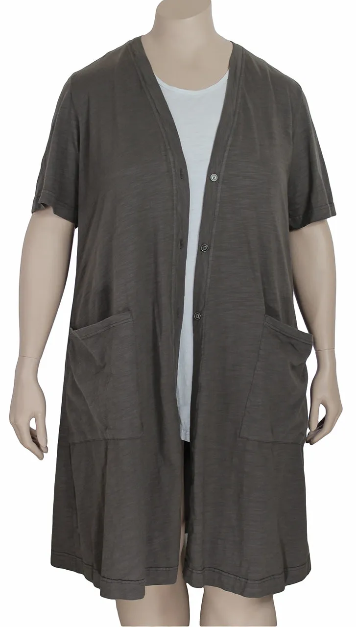 Kleen Cotton Jersey Elbow Sleeve Cardigan / Duster