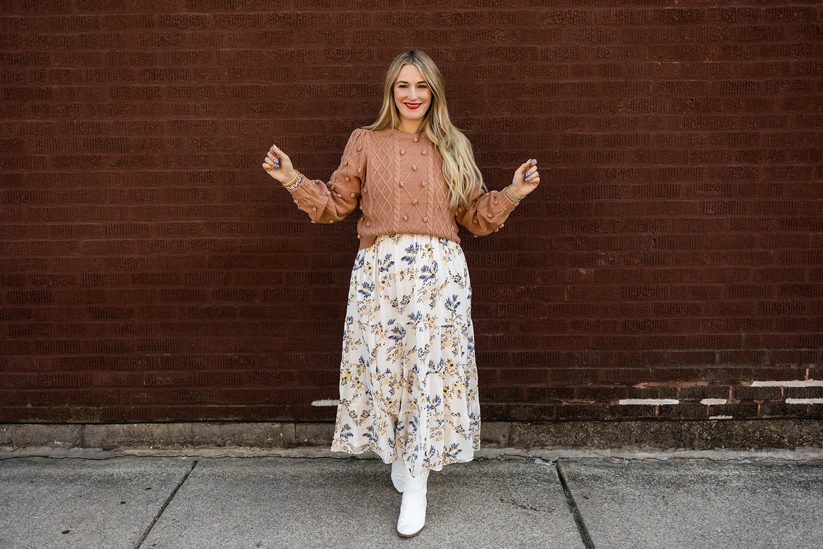 lark knit pullover in almond